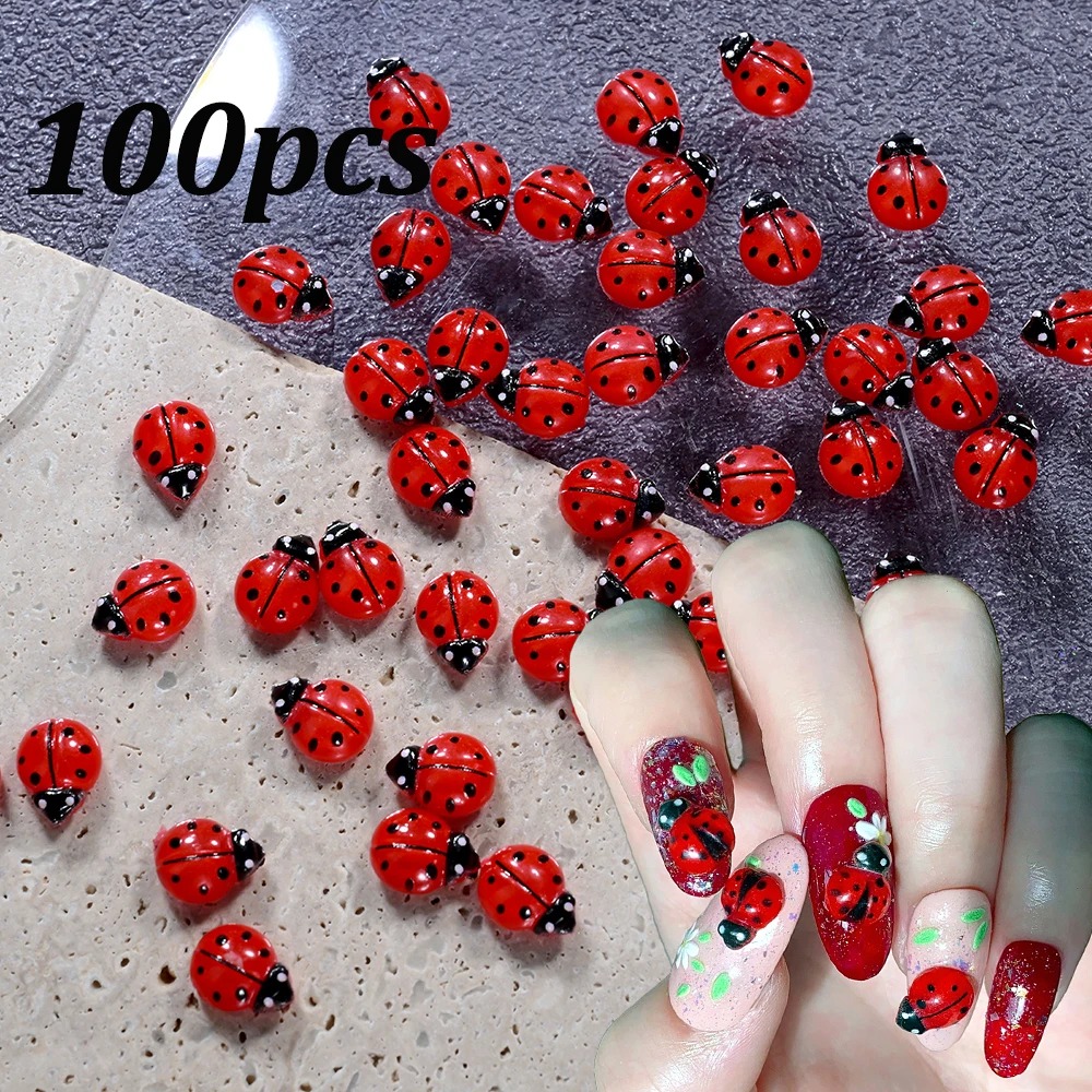 50/100pcs Resin Mini Red Beetl - Nail Art Red avis et prix