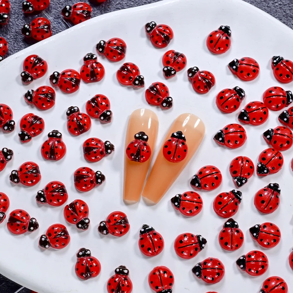 50/100pcs Resin Mini Red Beetl - Nail Art Red avis et prix