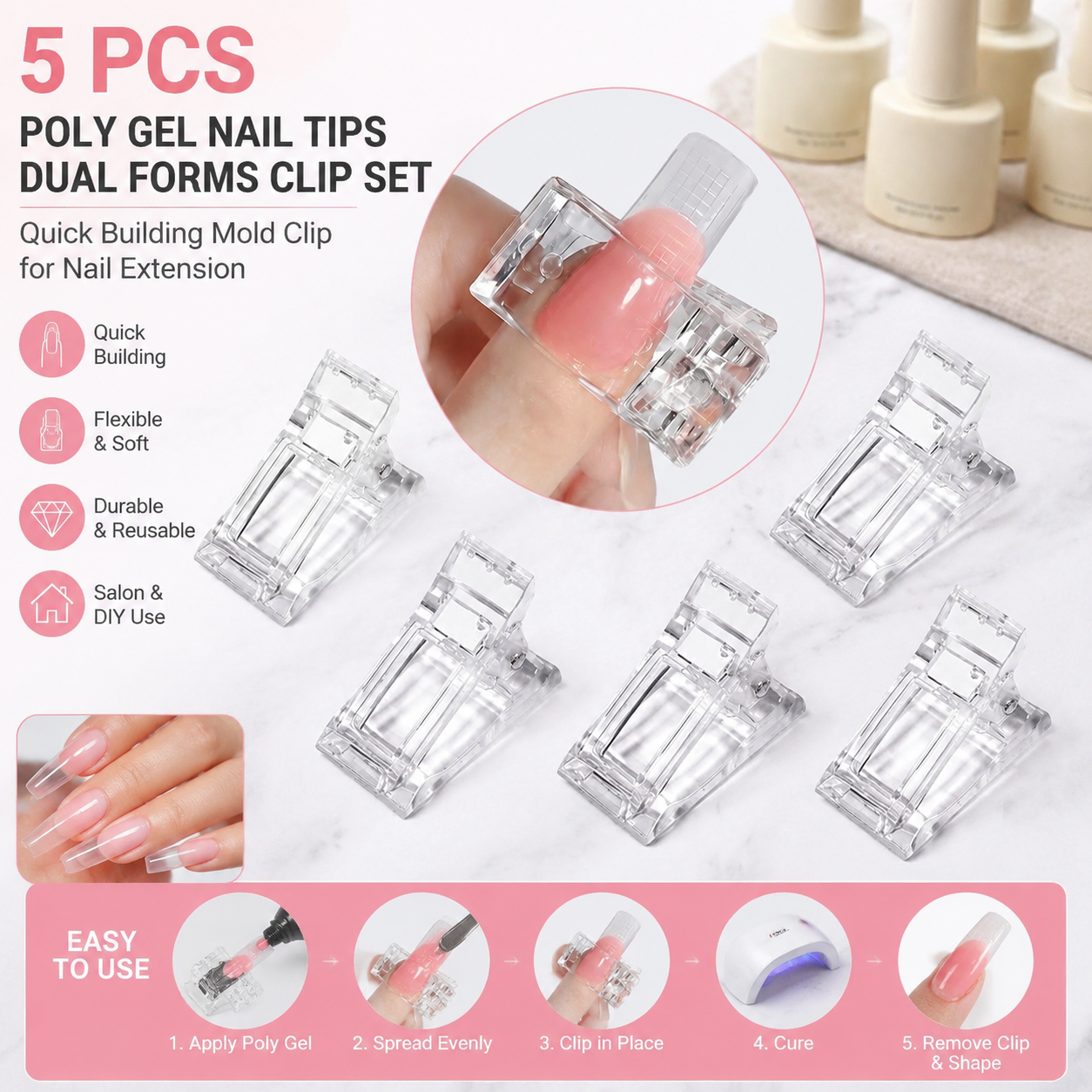 5 Pcs Flexible Soft Poly Gel N - Nail Art Extension avis et prix