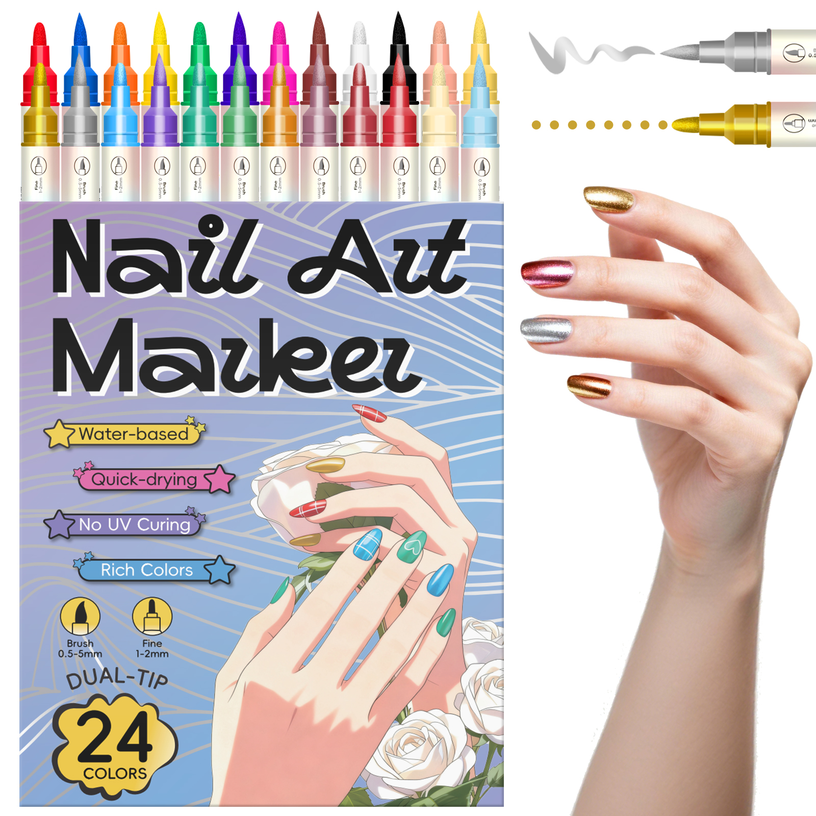 Dual-Ended Nail Art Pens, Avai - Nail Art One Stroke avis et prix