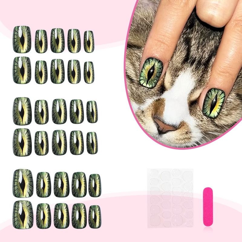 Short fake nails for women shi - Nail Art Full Cat Eye avis et prix