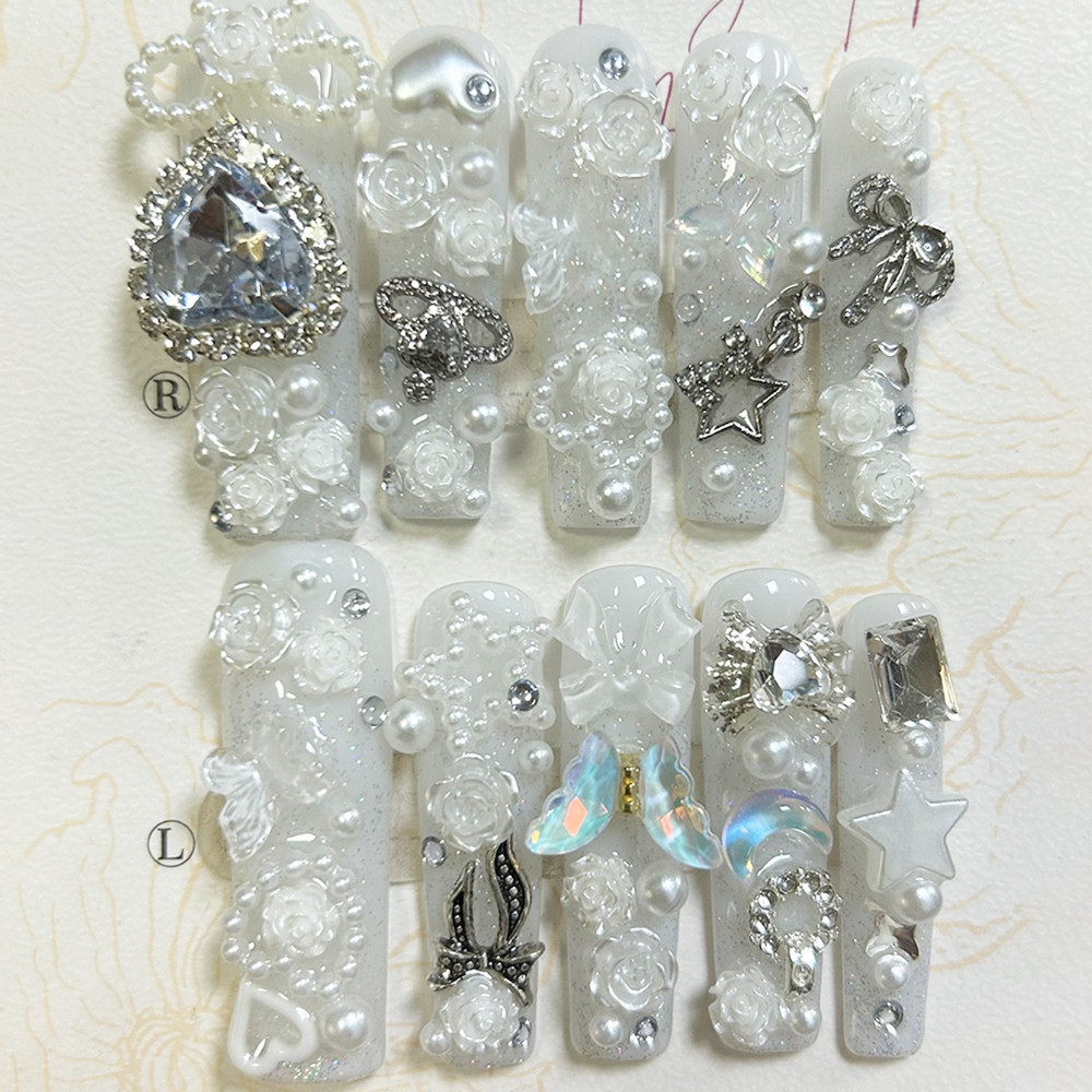 10PCS Cute Jirai Kei White Han - Nail Art Love avis et prix