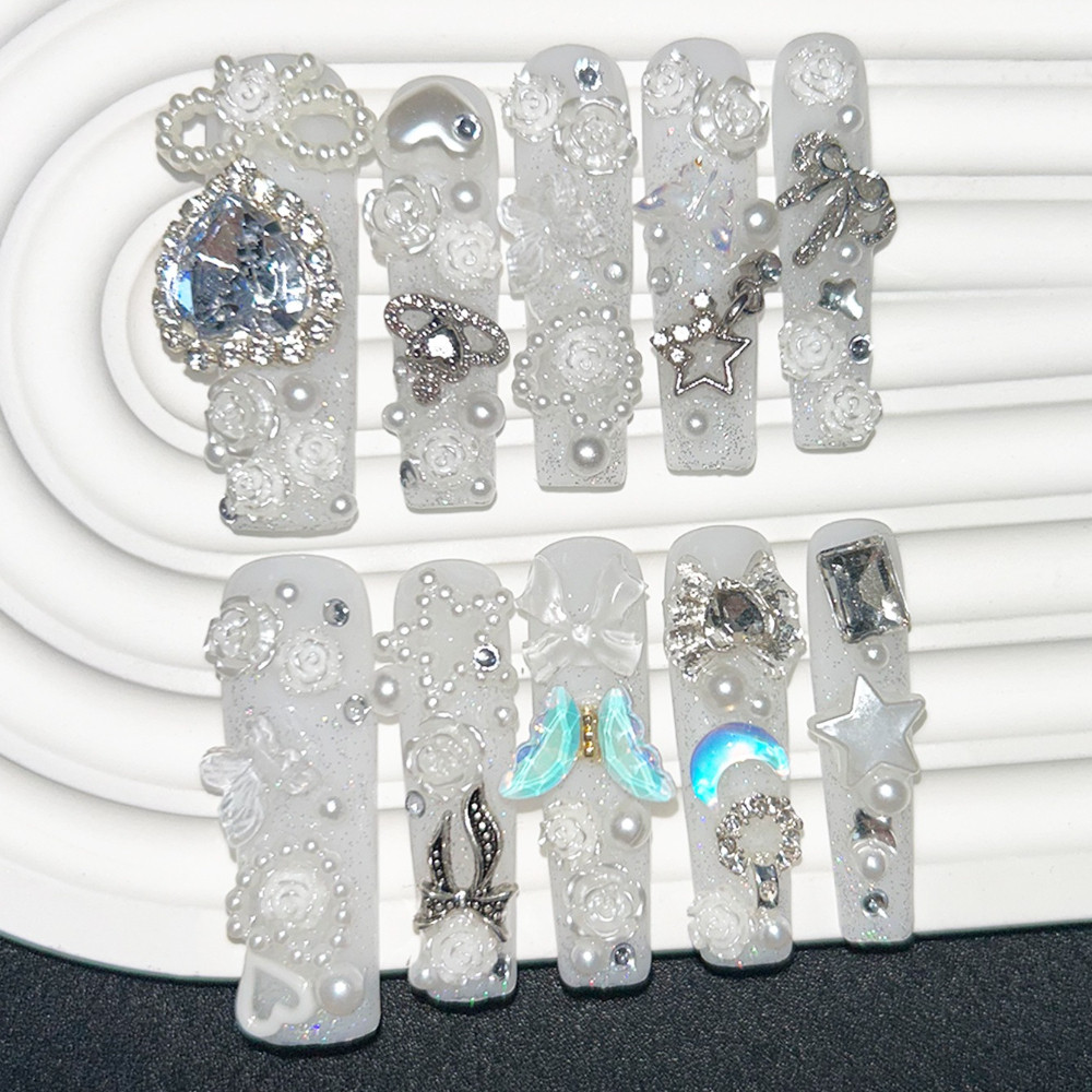 10PCS Cute Jirai Kei White Han - Nail Art Love avis et prix