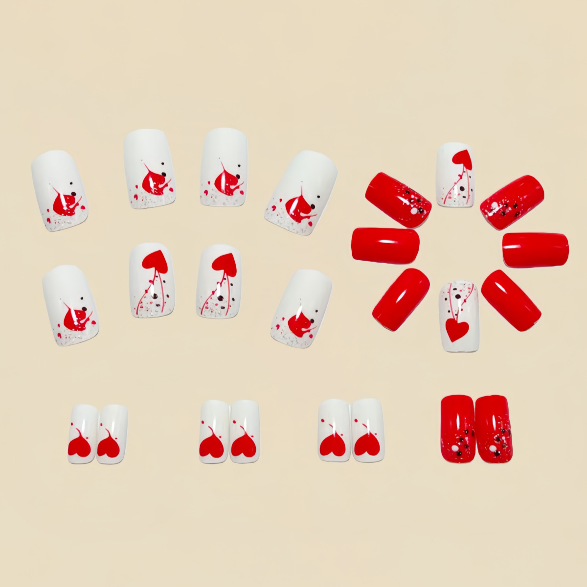 Short Medium fake nails for wo - Nail Art Red avis et prix