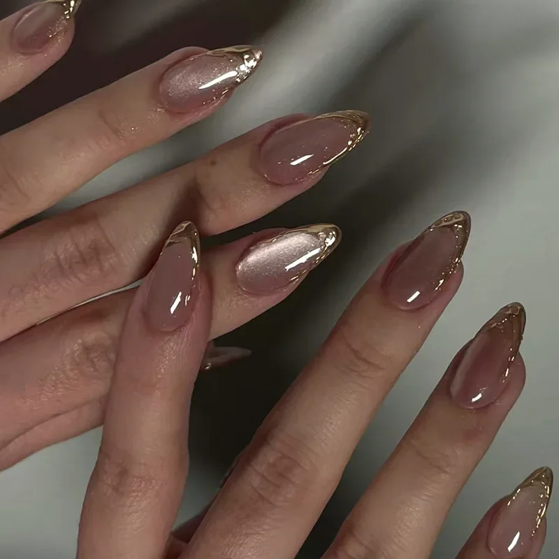 24Pcs Metallic Cat Eye French  - Nail Art Pink Cat Eye avis et prix