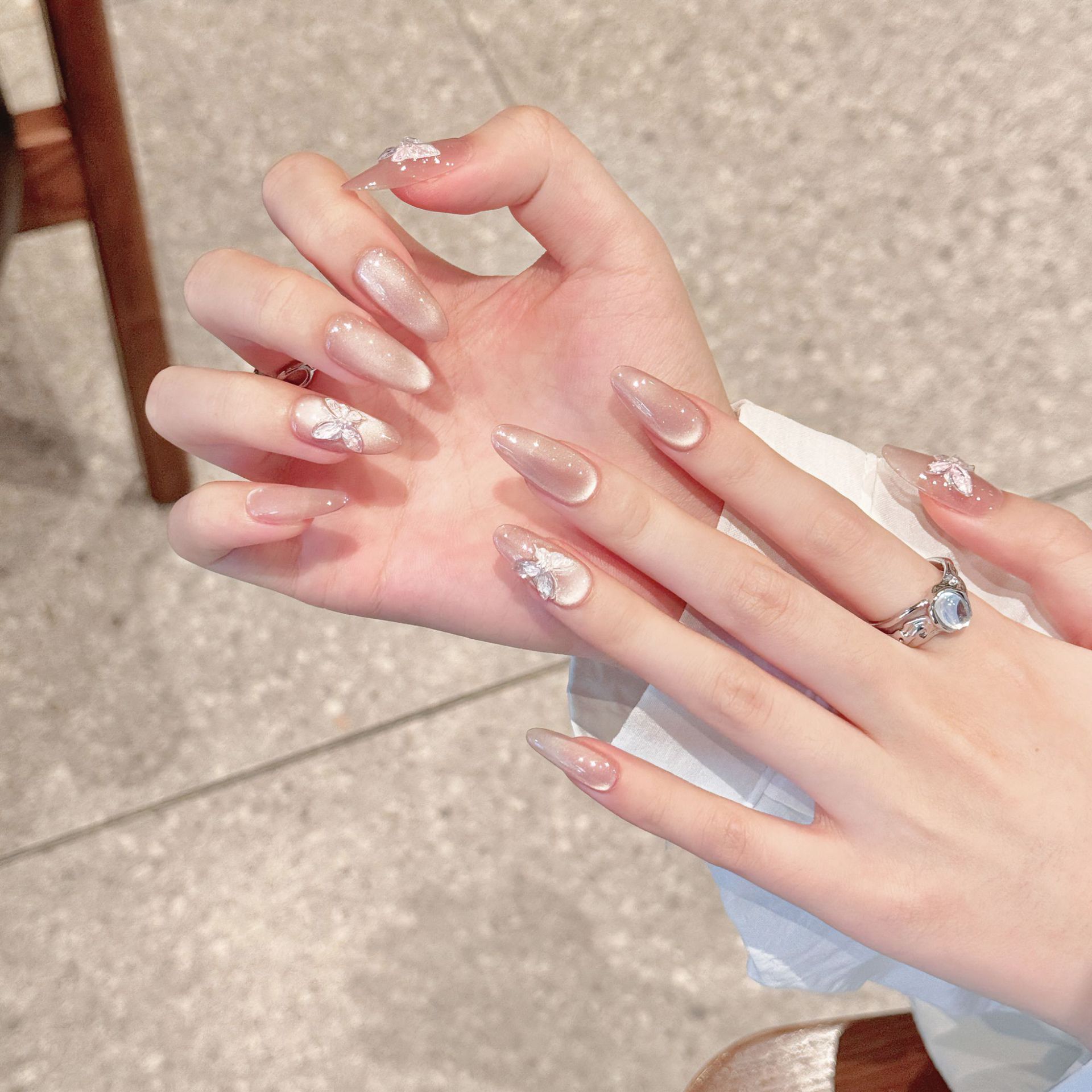 Handmade Press on Nails Sweet  - Nail Art Pink Cat Eye avis et prix