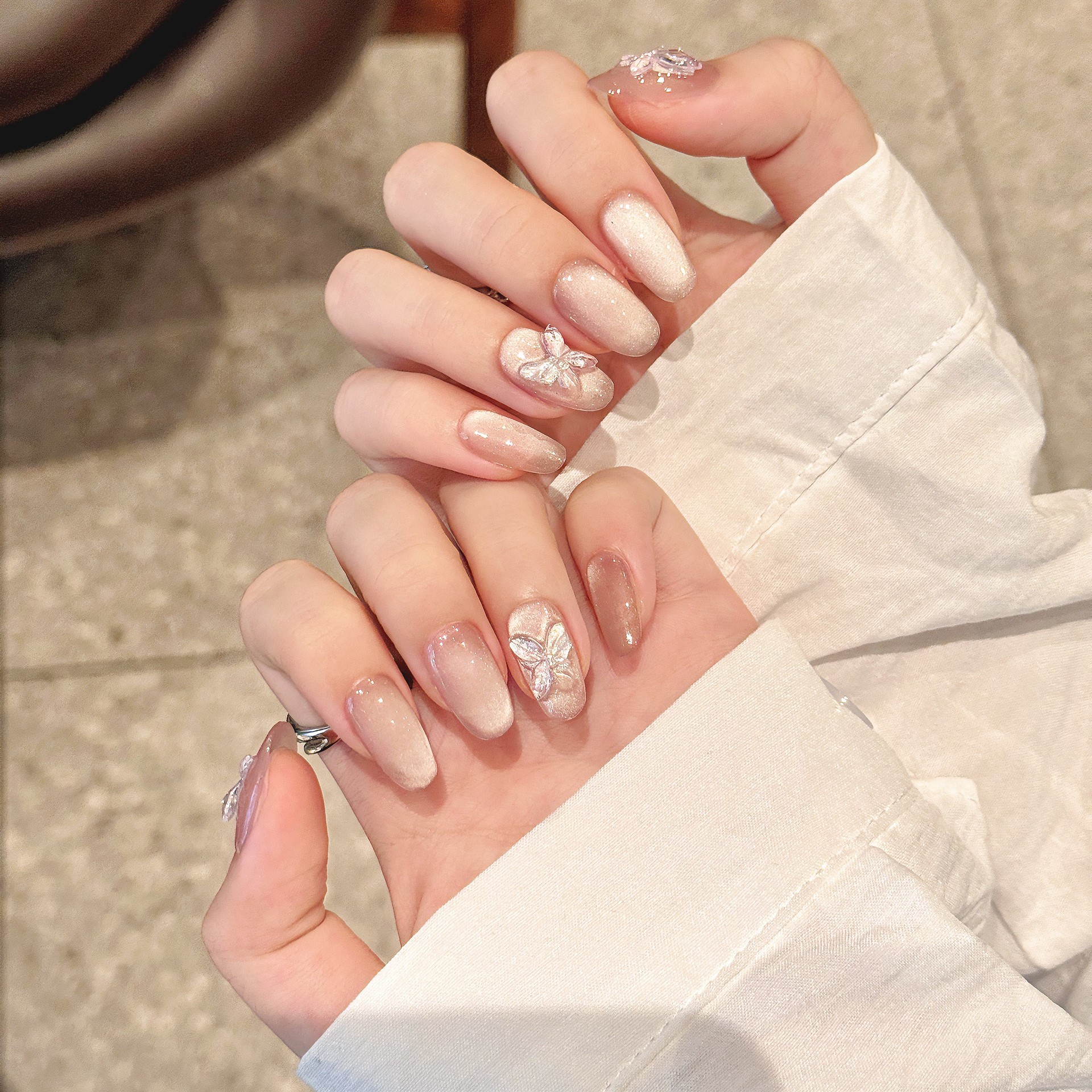 Handmade Press on Nails Sweet  - Nail Art Pink Cat Eye avis et prix