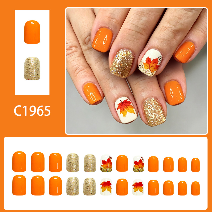 24Pcs fake nail art, short glo - Nail Art Orange avis et prix