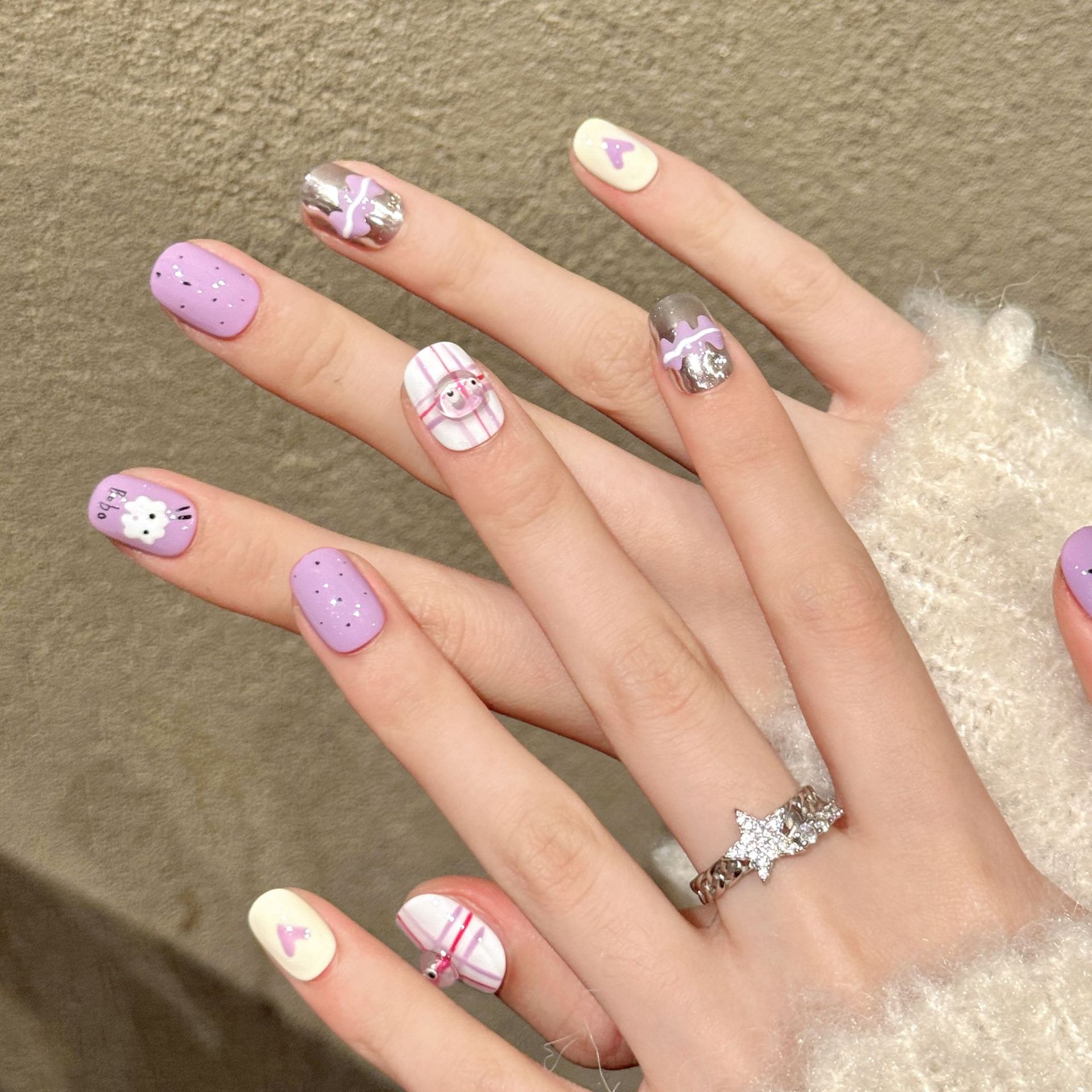 10pcs Handmade Pressed Short R - Nail Art Love avis et prix