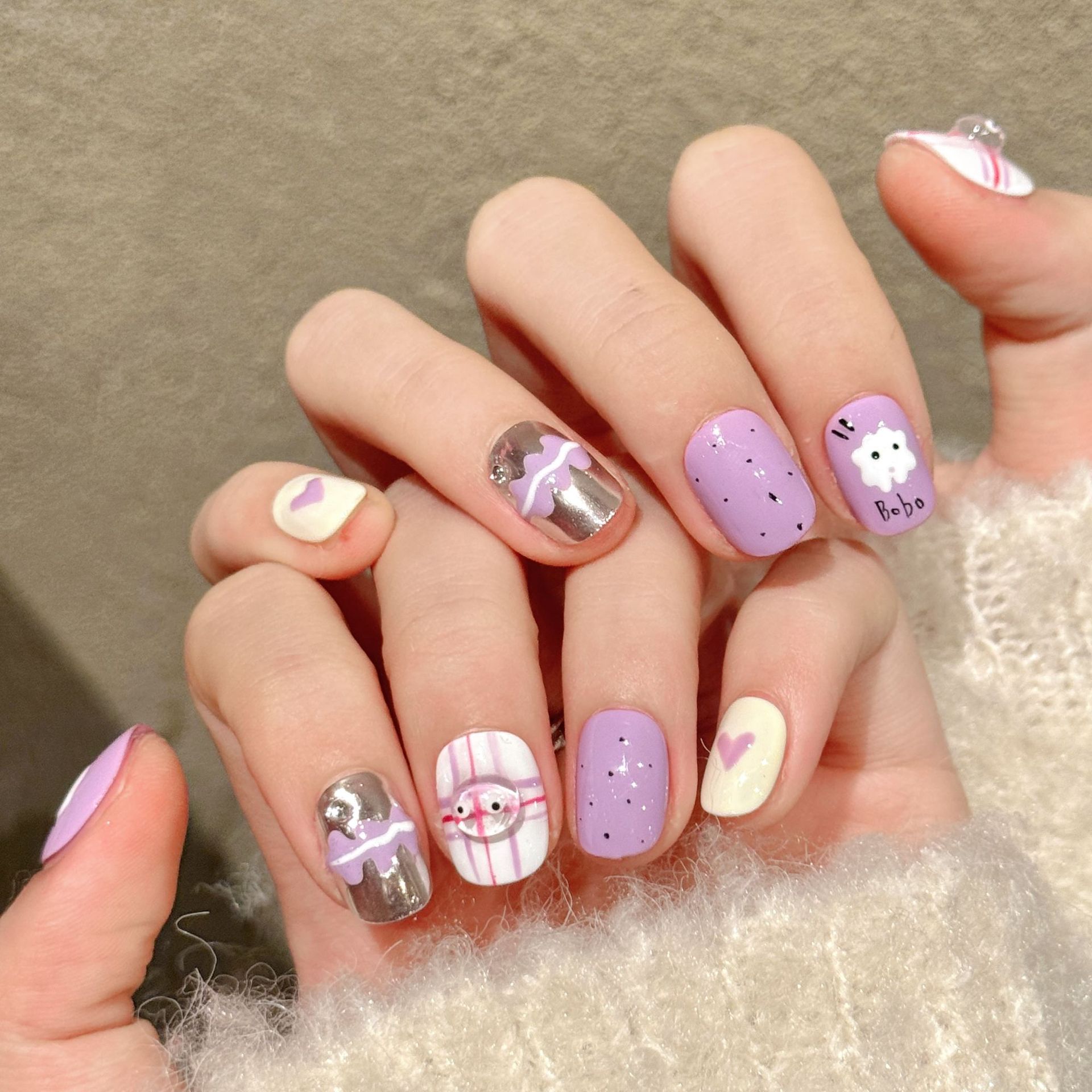 10pcs Handmade Pressed Short R - Nail Art Love avis et prix