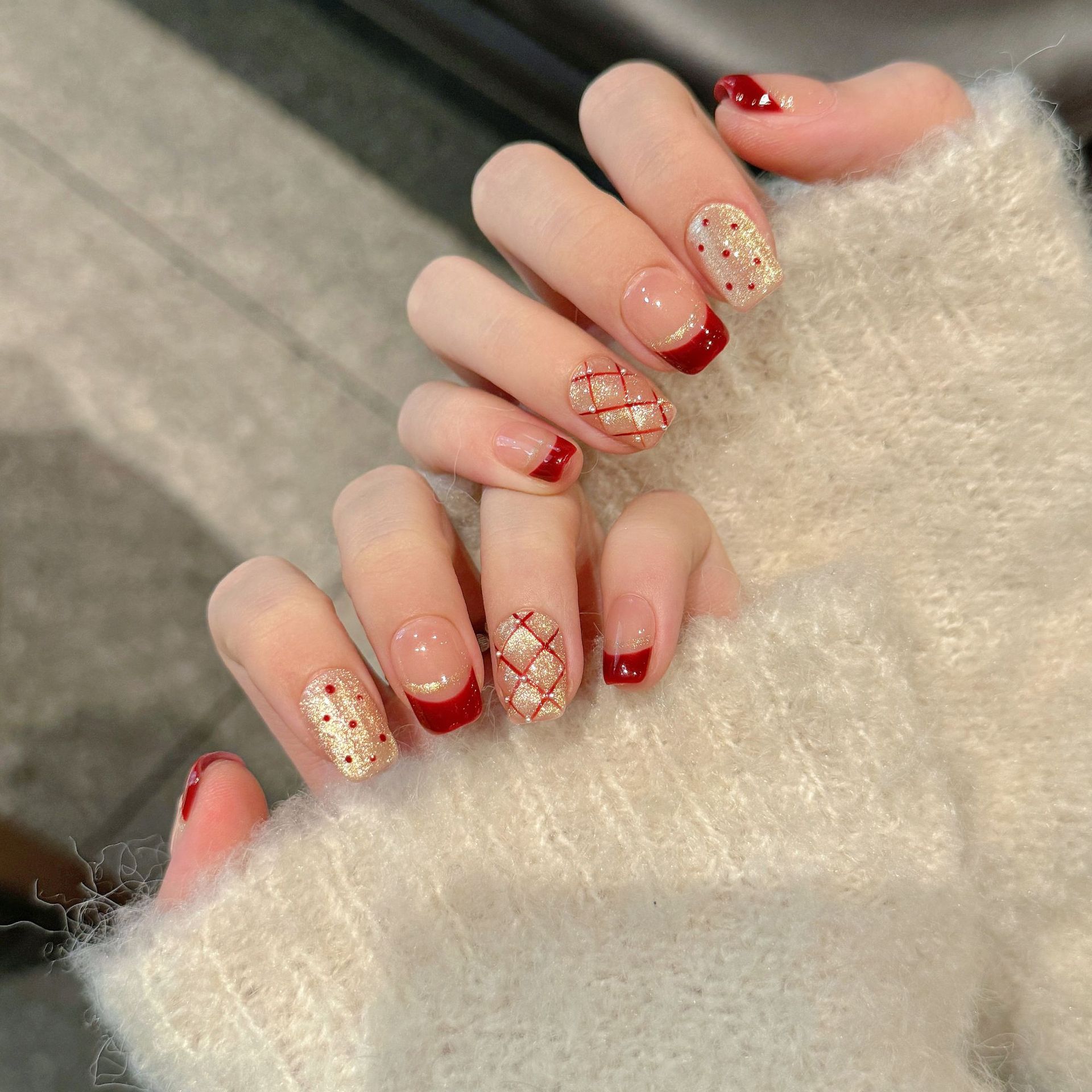 10pcs Pure Hand Pressed Coffin - Nail Art Red avis et prix