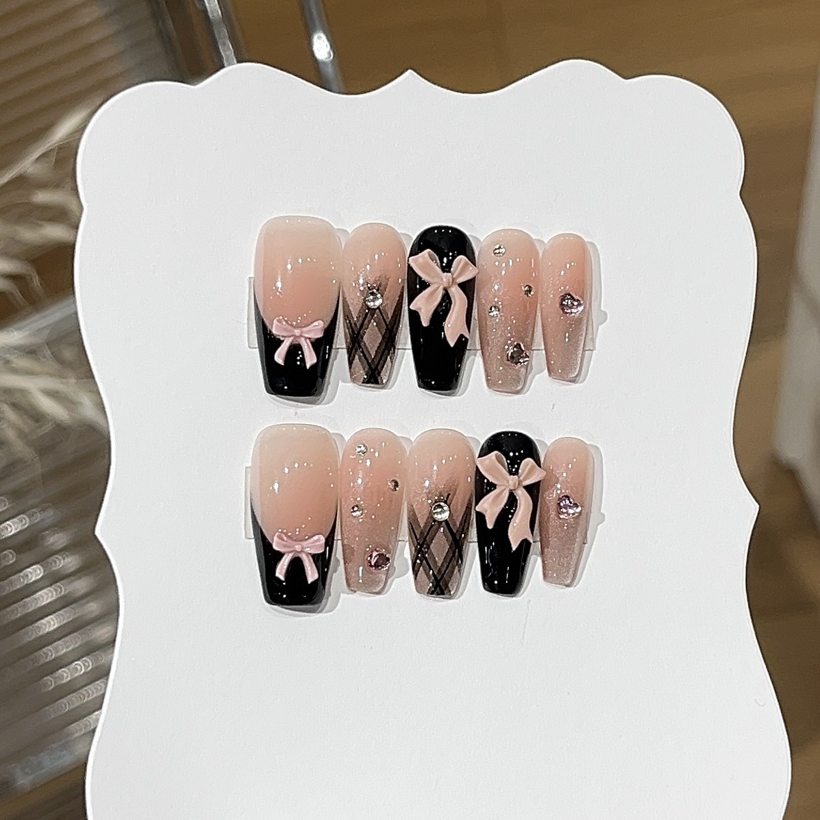 10pcs Sweet Style Press on Nai - Nail Art Pink Cat Eye avis et prix
