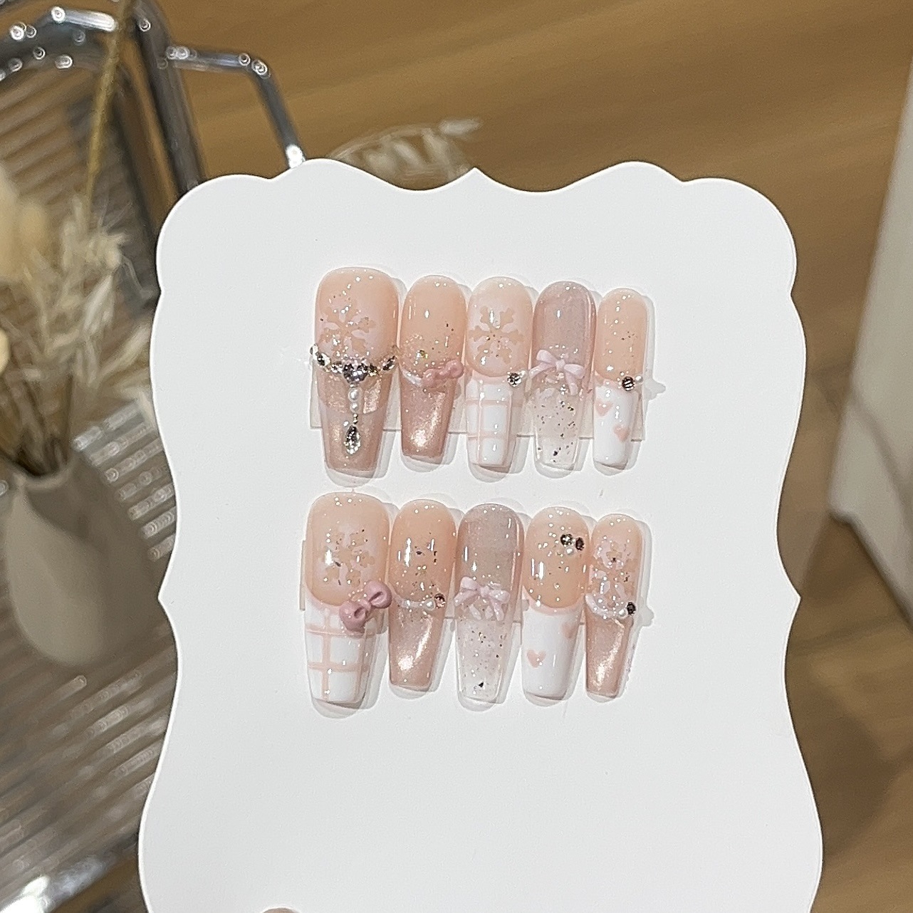 10pcs Sweet Style Press on Nai - Nail Art Pink Cat Eye avis et prix