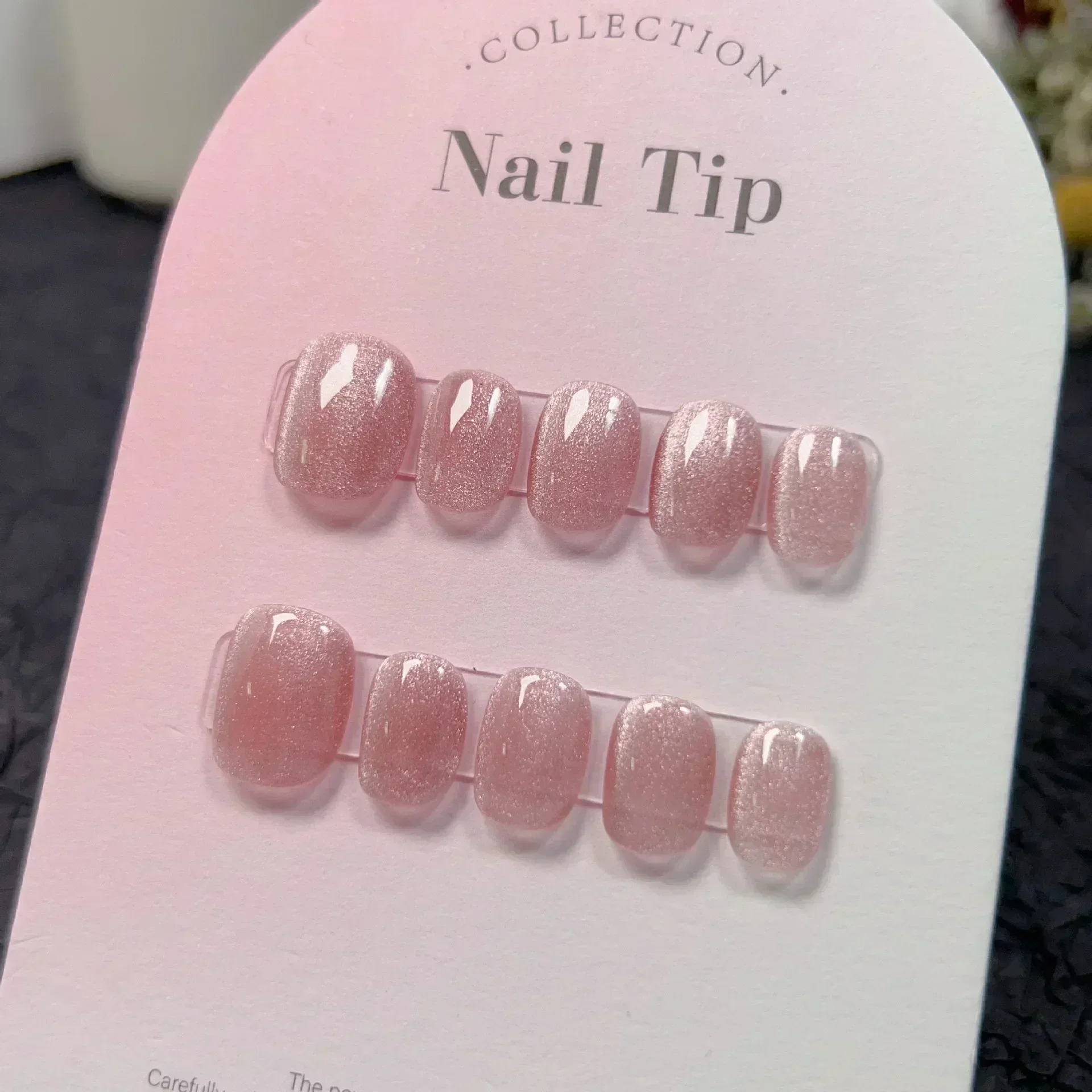 10Pcs Short Handmade Light Gre - Nail Art Full Cat Eye avis et prix
