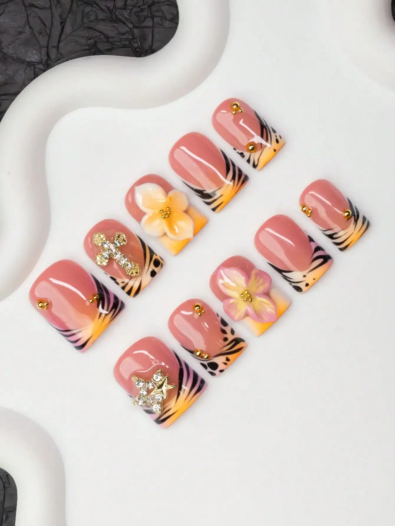 10pcs/Set Handmade Square Nail - Nail Art Zebra Design avis et prix