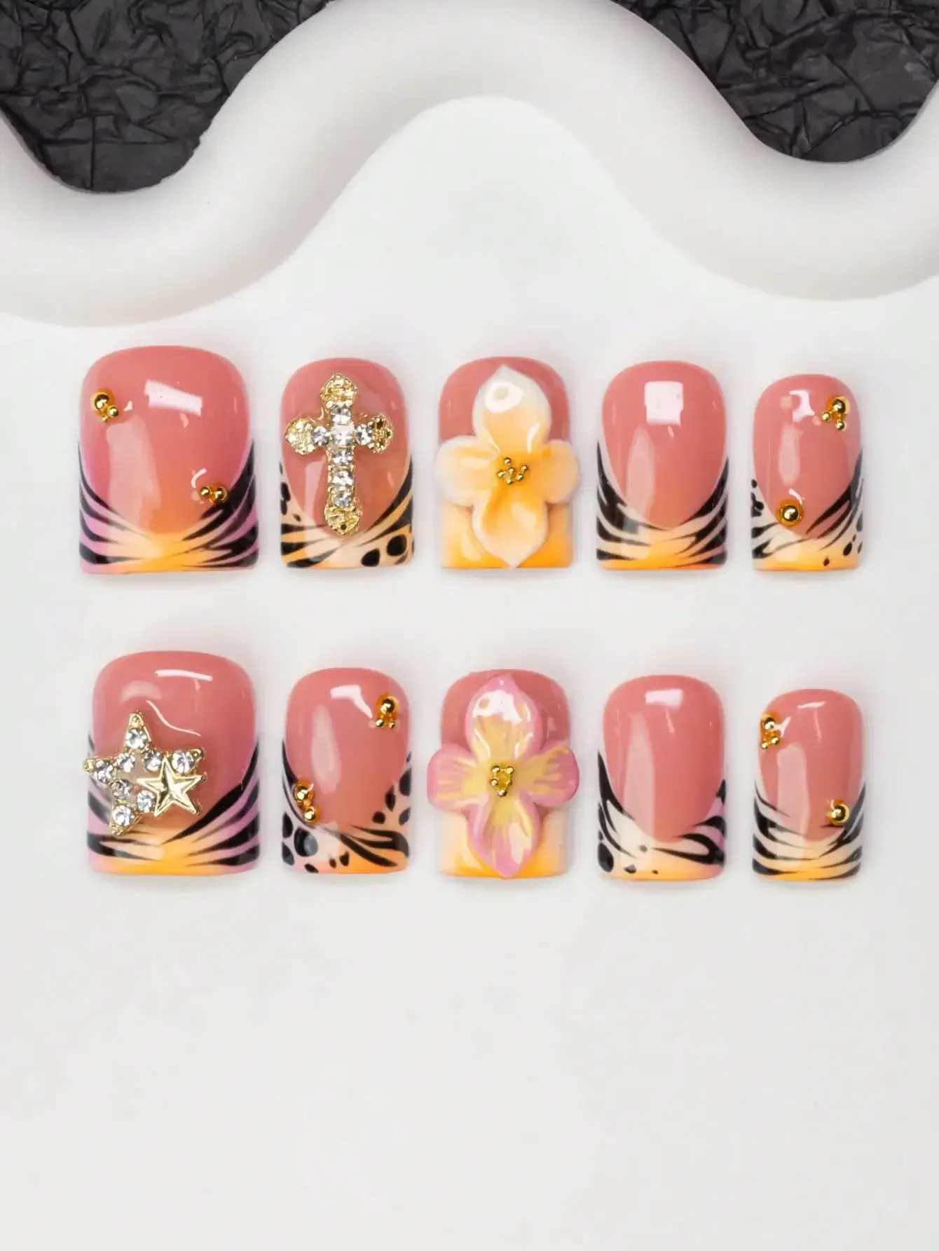 10pcs/Set Handmade Square Nail - Nail Art Zebra Design avis et prix