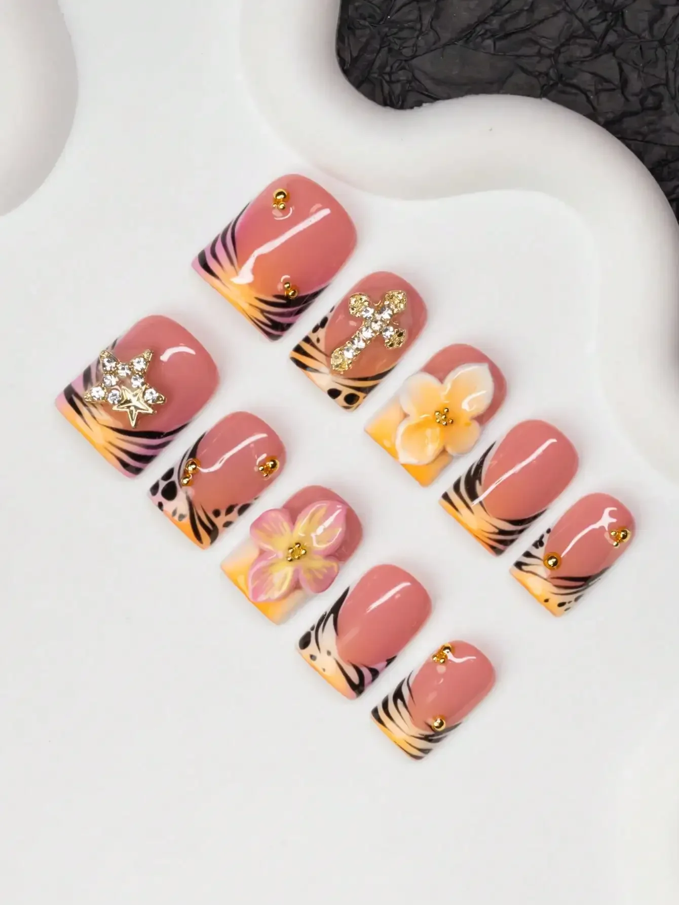 10pcs/Set Handmade Square Nail - Nail Art Zebra Design avis et prix