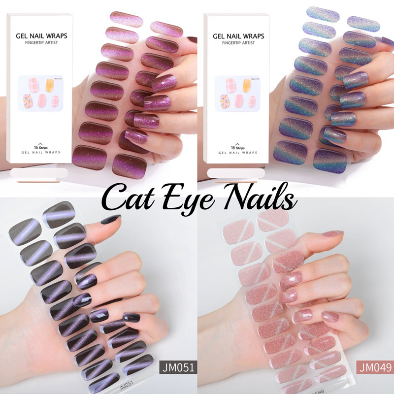 Semi-cured Gel Nail Sticker Fu - Nail Art Full Cat Eye avis et prix
